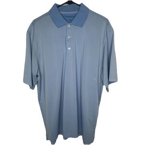 Nicklaus Golf Mens Large Blue White Striped Short Sleeve‎ Performance Polo Shirt